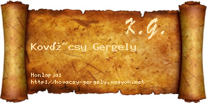 Kovácsy Gergely névjegykártya